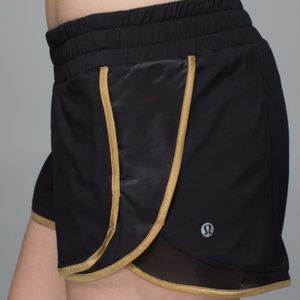 Lululemon Super Squad Black Gold Shorts Lined